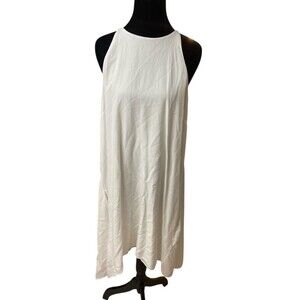 Rachel Roy Womens ‎ Tunic Dress White Size L Oversized Pocket Sleeveless Beach